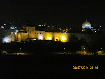 Floodlit view of Jerusalem Walls and Dome of The Rock, Jerusalem