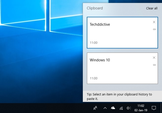 How Clipboard history looks like.