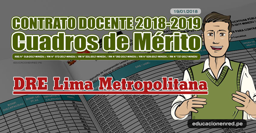 DRE Lima Metropolitana: Cuadros de Mérito Contrato Docente 2018 - 2019 (.PDF) www.drelm.gob.pe DRE Lima Metropolitana: Cuadros de Mérito Contrato Docente 2018 - 2019 (.PDF) www.drelm.gob.pe