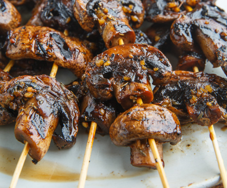 Balsamic Garlic Grilled Mushroom Skewers