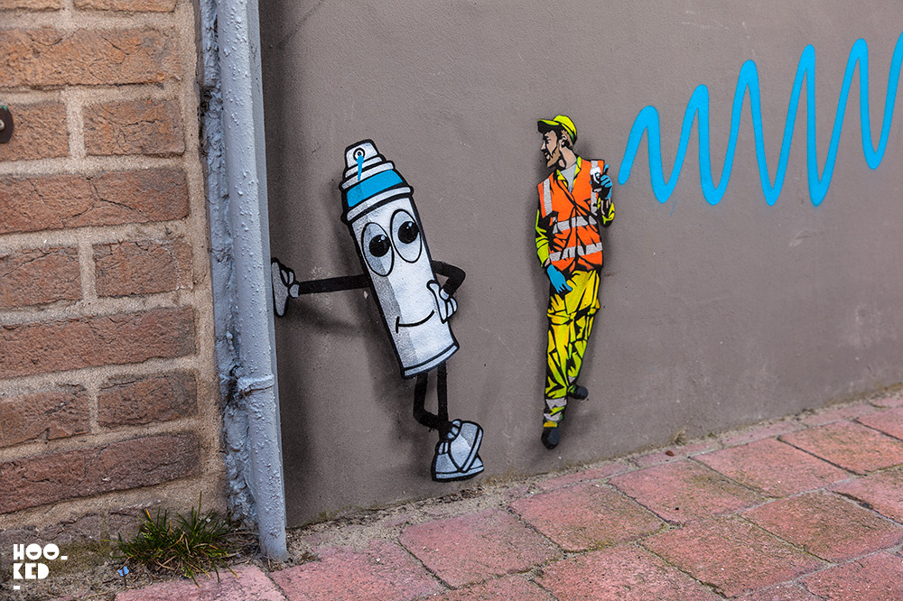 Street Artist OakOak and Jaune in Ostend, Belgium.