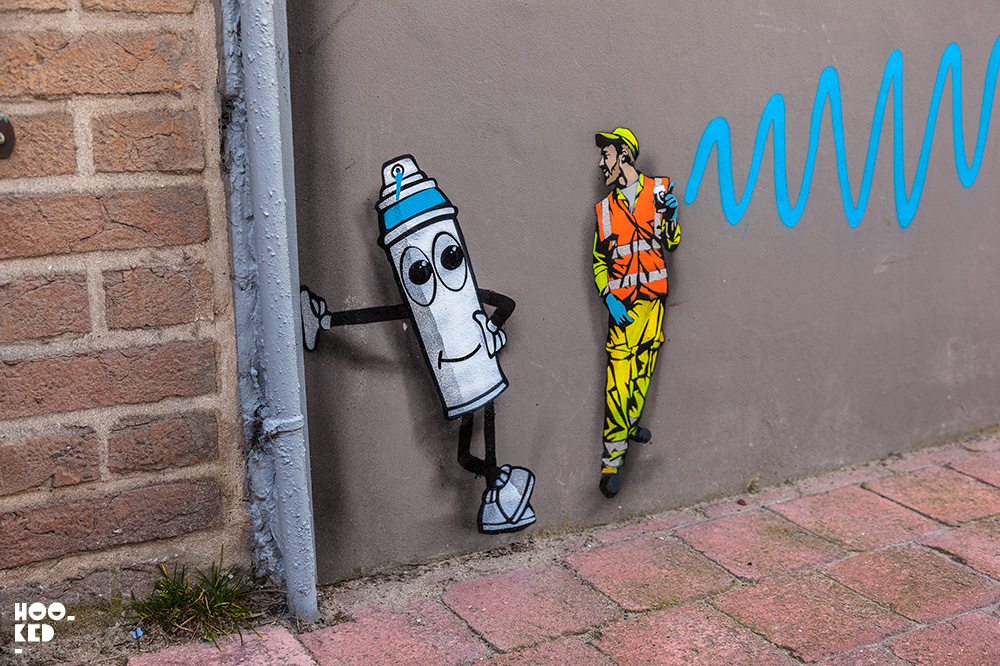 Street Artist OakOak and Jaune in Ostend, Belgium. Photo ©Hookedblog / Mark Rigney