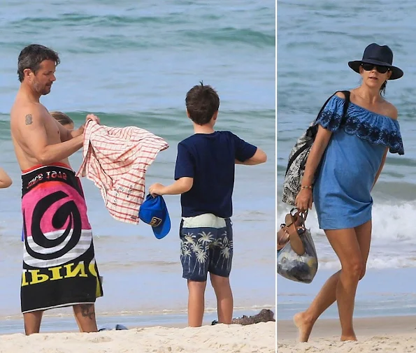Crown Princess Mary and Crown Prince Frederik, Prince Christian, Princess Isabella and twins Prince Vincent & Princess Josephine at the beach in Byron Bay
