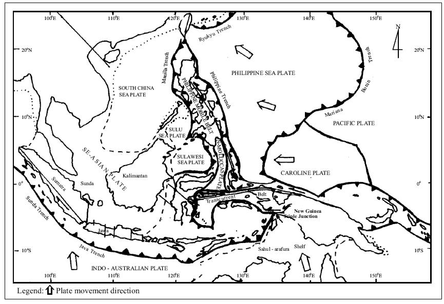 Indonesia Relief et la tectonique des plaques géologique