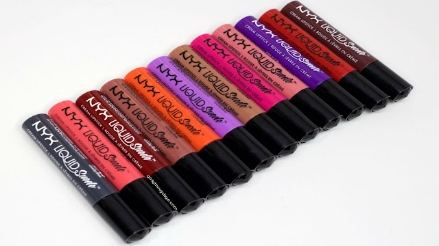 NYX Liquid Suede Cream Lipsticks, swatches, @girlythingsby_e