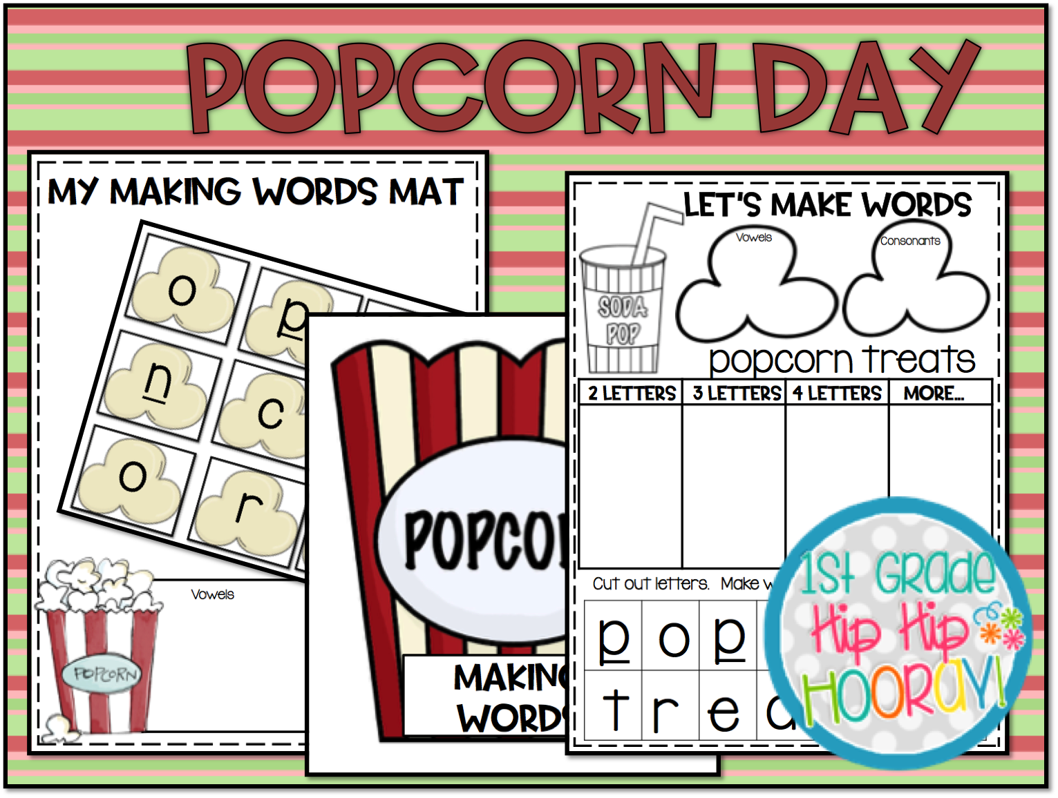 1st Grade Hip Hip Hooray! Popcorn Day...Perfect for End of the Year