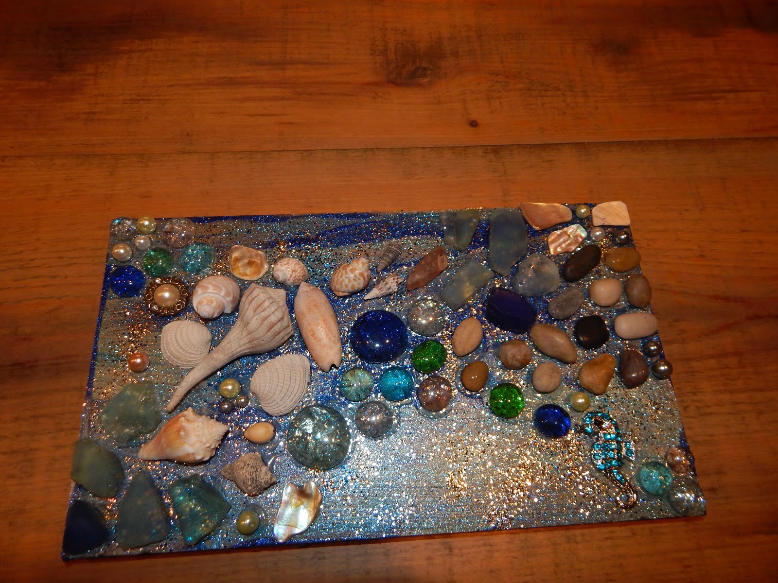 Broken Bit Mosaics Paint and Glitter, No grout mosaic Shells/rocks