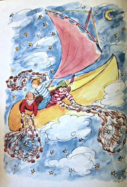 "Wynken, Blynken and Nod" by Eugene Field. The Children's Hour, illustrated by Waldo Peirce. The Hyperion Press, 1944.
