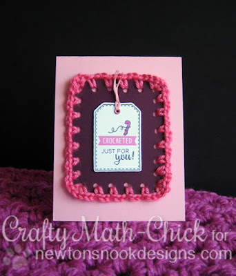 Crocheted border Card by Crafty Math Chick | Tag Sampler by Newton's Nook Designs