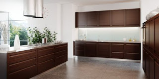 Modern dark brown kitchen cabinets