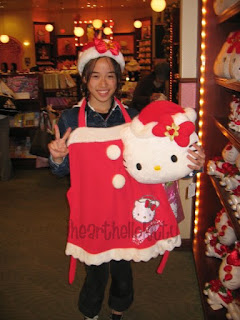 Hello Kitty Santa apron for Christmas and Hello Kitty plush soft toy head
