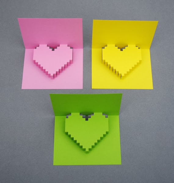 Popular DIY Crafts Blog How to Make a Pixel Heart Pop up Card