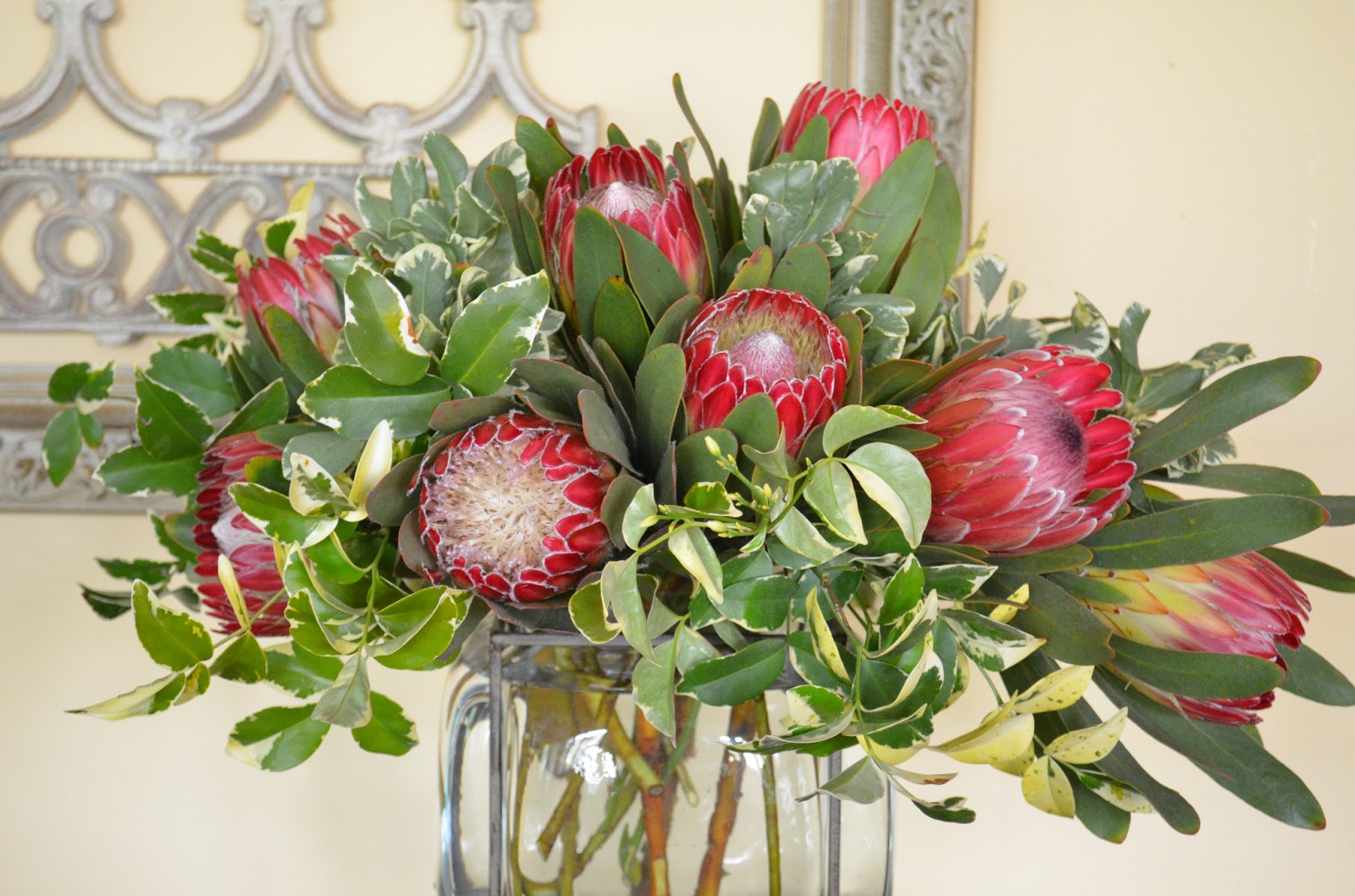 Entertaining From an Ethnic Indian Kitchen Proteas from the garden