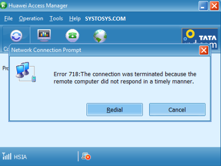 Windows VPN Error 718: The Connection was Terminated because the Remote Computer did not Respond in a timely manner