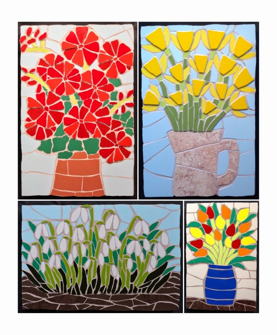 Felicity Ball mosaics Mosaic flowers blooming in my studio!