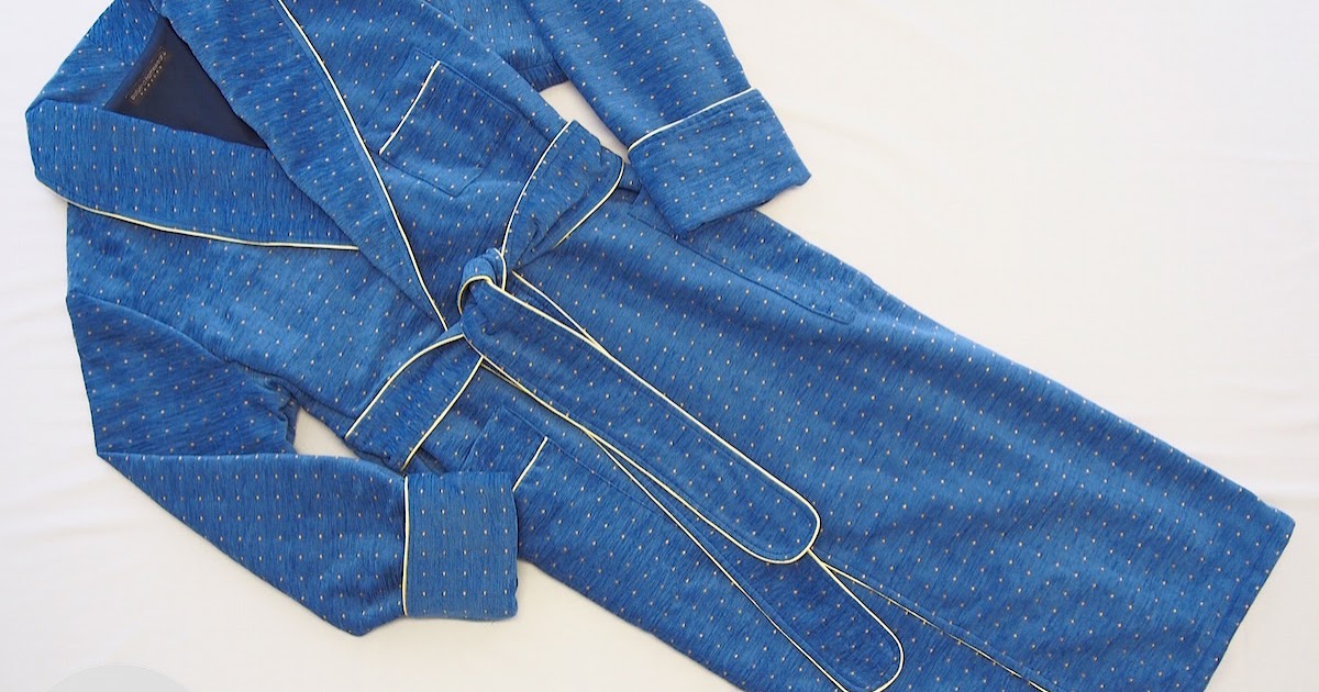 Classic Blue Chenille Dressing Gown for Men