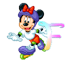 Alfabeto animado de personajes Disney con letras de colores F.