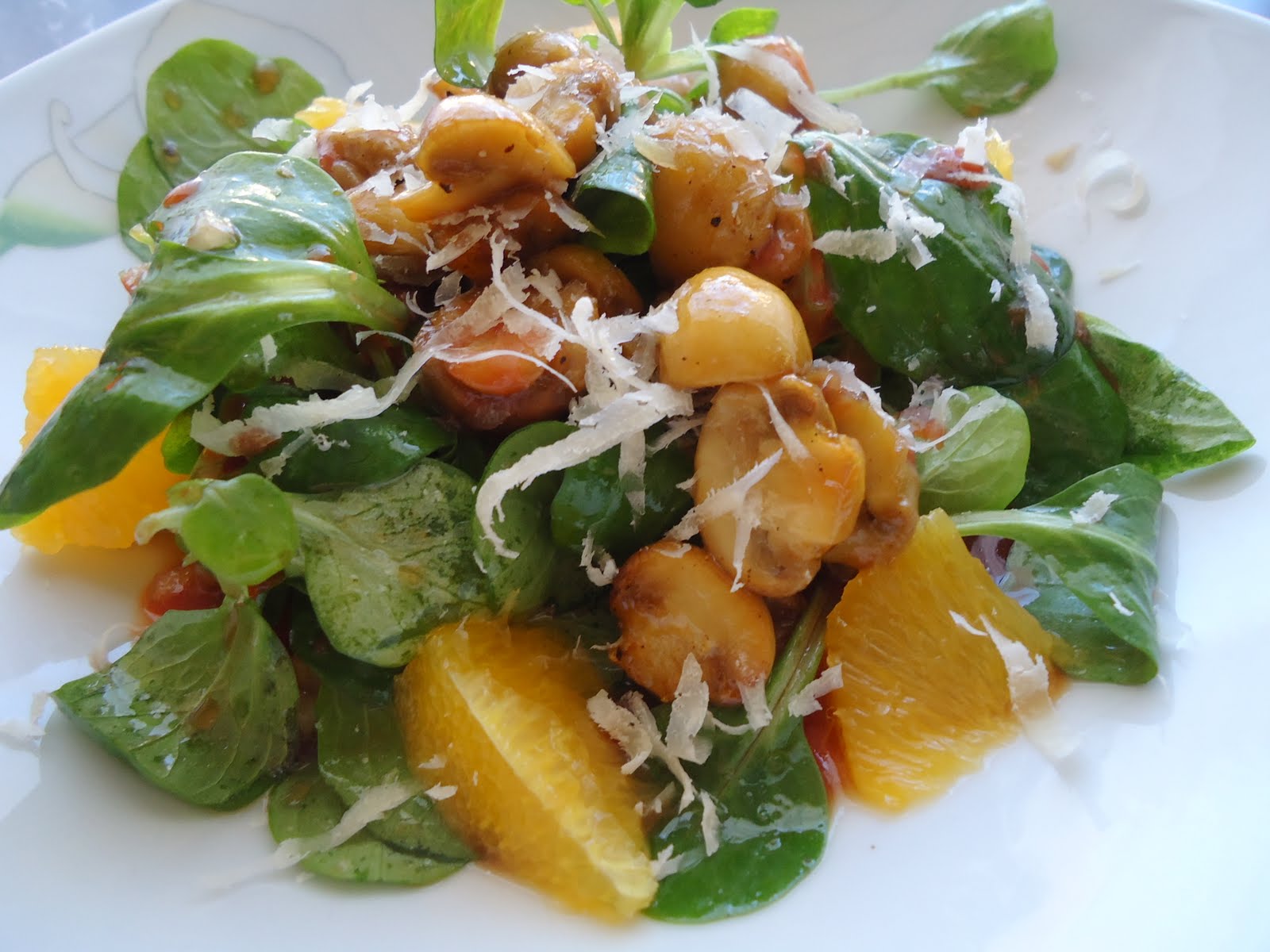 Martinas Kochküche: Fruchtiger Feldsalat mit Honig Champignons