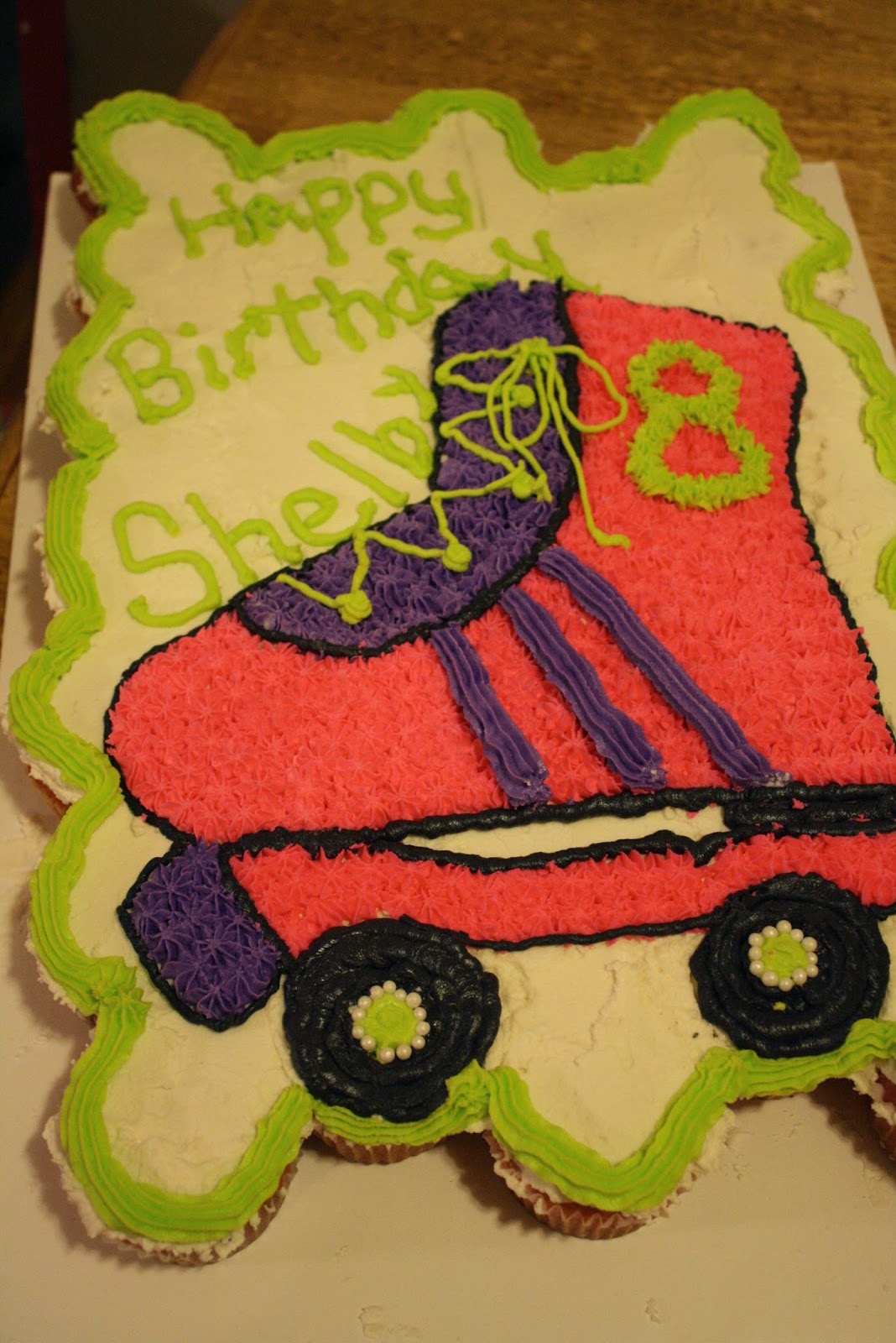 A Roller Skate Cupcake Cake