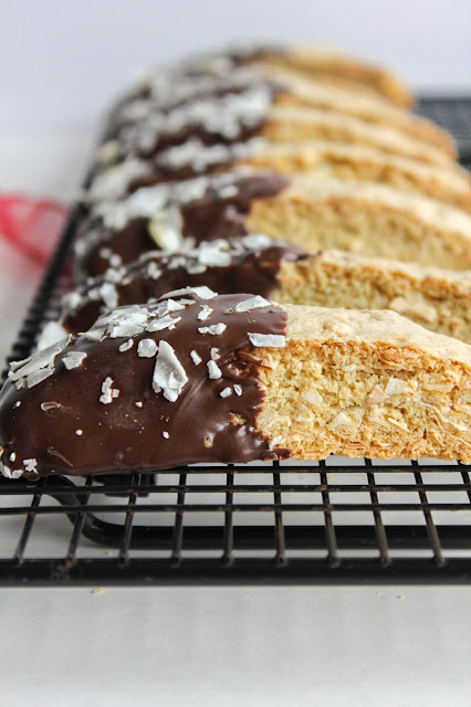 Chocolate Dipped Coconut Biscotti | The Chef Next Door #McCafeAtHome