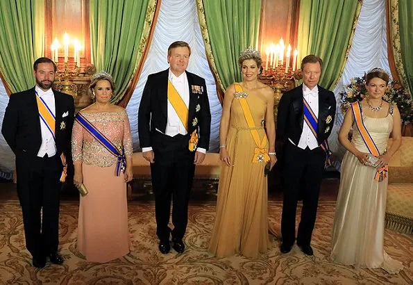 Grand Duke Henri and Grand Duchess Maria Teresa held a state banquet. Princess Stéphanie and Prince Guillaume. Diamond Tiara and earrings