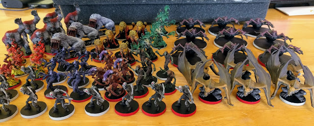 Front view of the Descent minis painted so far