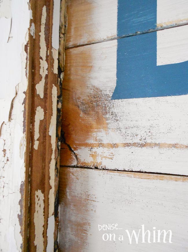 Weathered Paint Appearance on a New Cottage Sign from a Repurposed Window  | Denise on a Whim