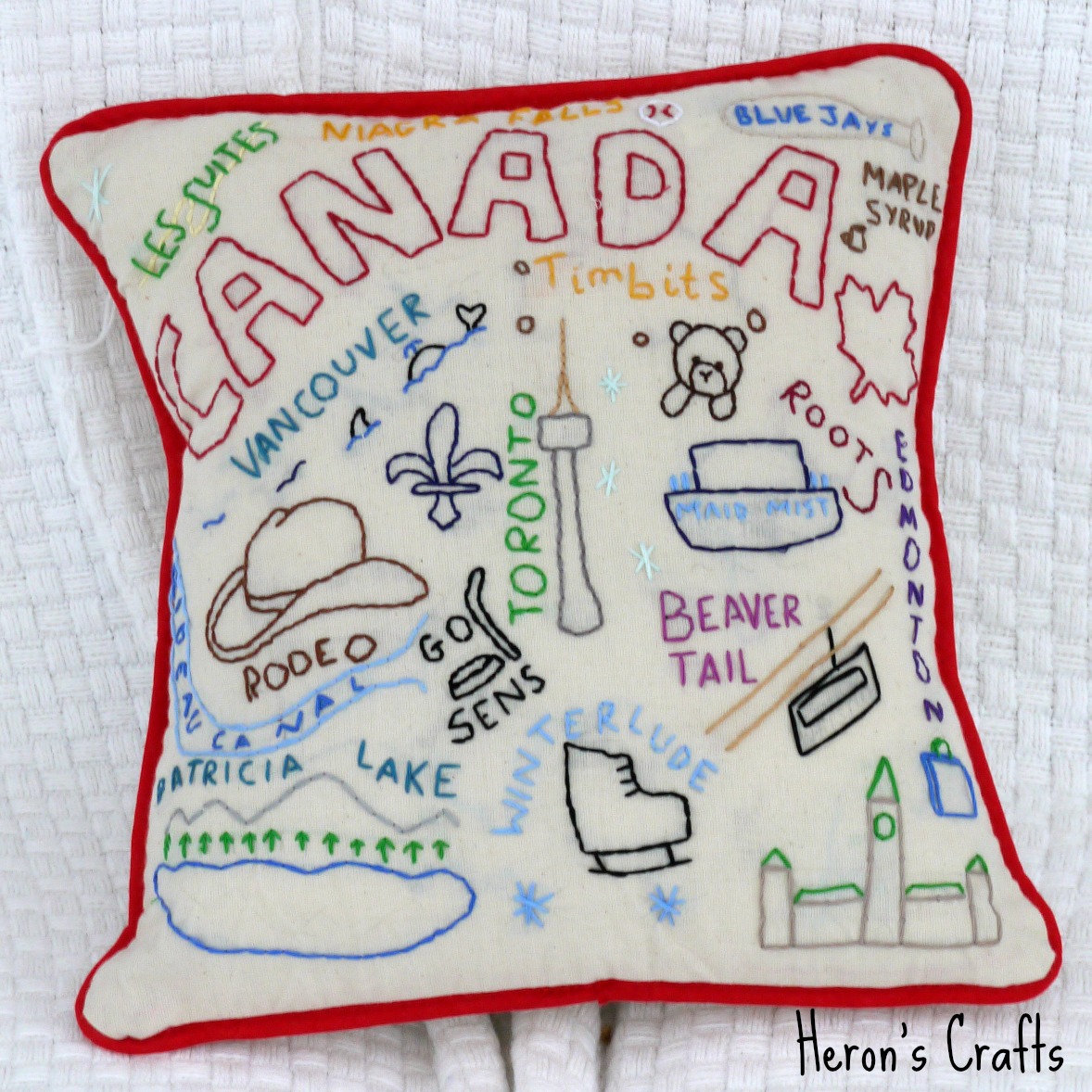 Heron's Crafts Canada Embroidery Cushion