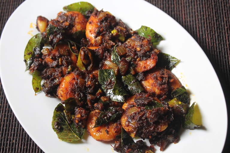 Kerala Prawn Roast Recipe Chemmeen Roast Recipe