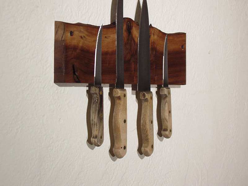 driftedge woodworking Live Edge Walnut Knife Racks. All Sold.