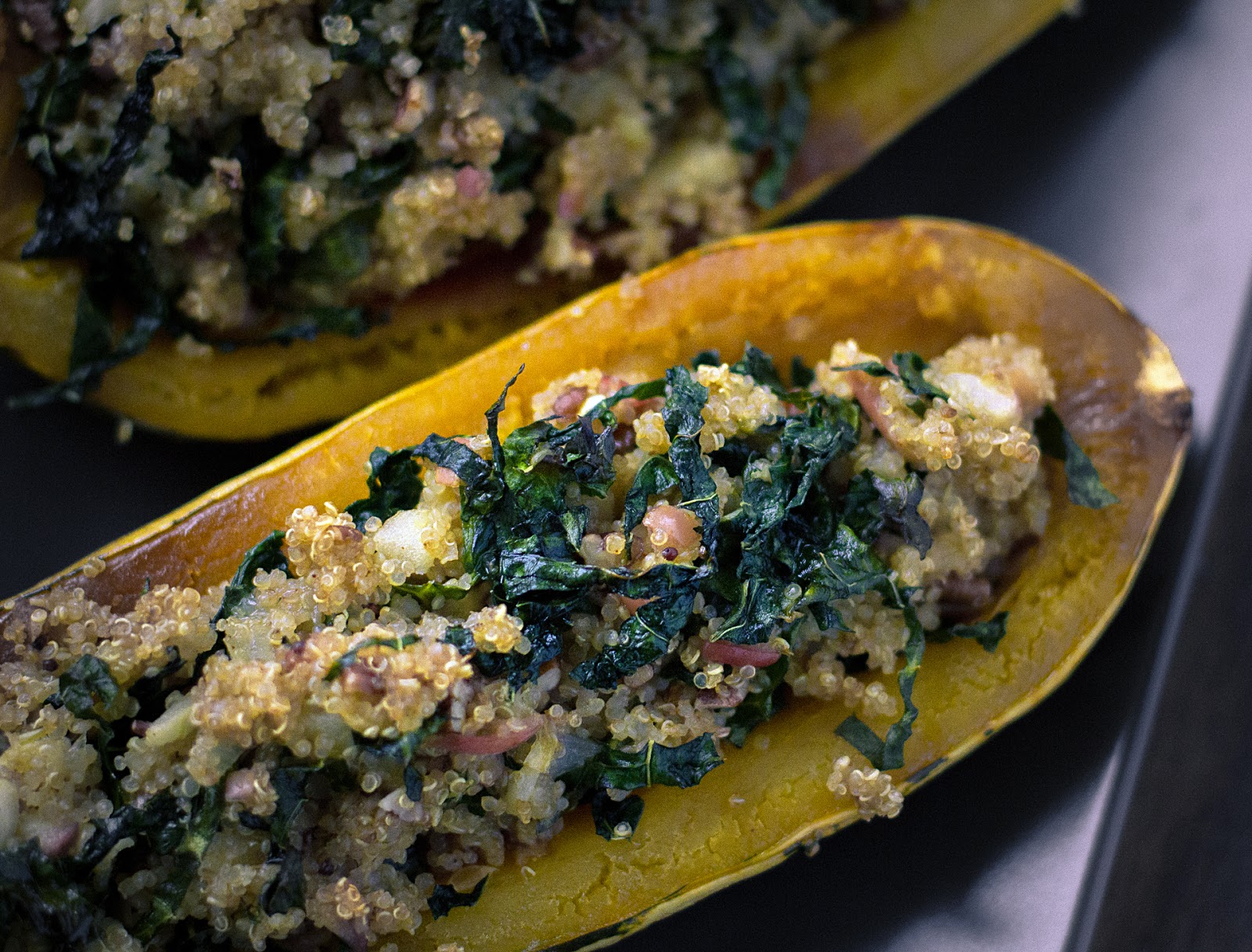 Quinoa, Apple and Kale Stuffed Delicata Squash » Local Food Rocks