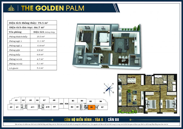 Mặt bằng căn B8 The Golden Palm Mặt bằng căn B8 The Golden Palm