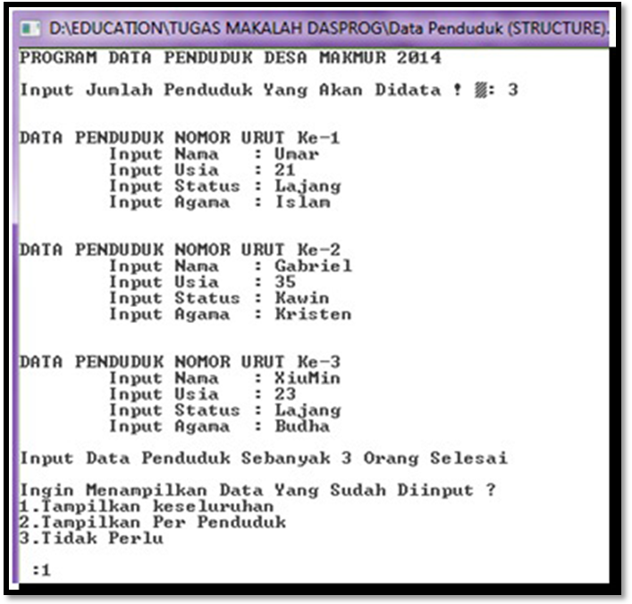 Contoh Program Array dan Structure C++ Data Penduduk ~ AANGOBLOG