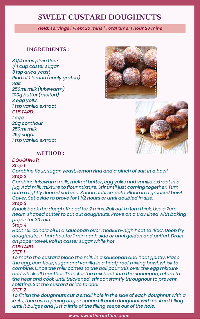 SWEET CUSTARD DOUGHNUTS RECIPE