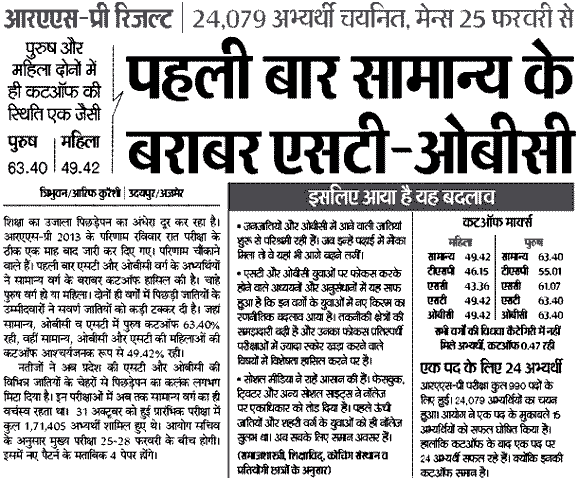 RPSC RAS RTS Exam Expected Cutoff Marks 2016 News RPSC RAS RTS Exam Expected Cutoff Marks 2016 News Update