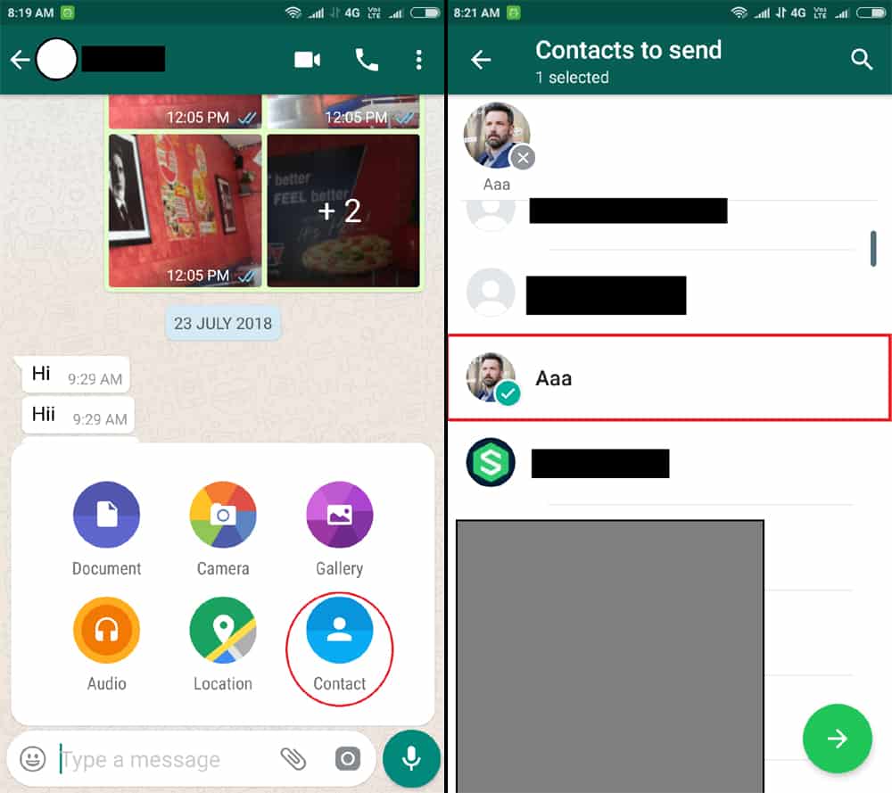 Top 7 very useful new whatsapp tips & tricks in hindi Send Multiple Contacts