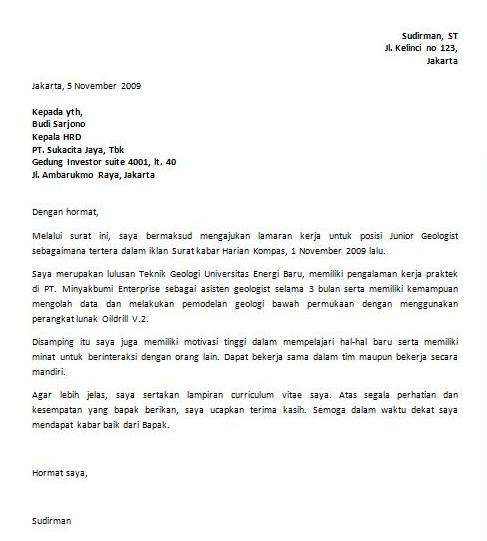 Surat Lamaran Mandiri Utama Finance