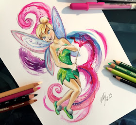 24-Tinkerbell-Katy-Lipscomb-Lucky978-Fantasy-Watercolor-Paintings-Colored-Pencils-Drawings-www-designstack-co