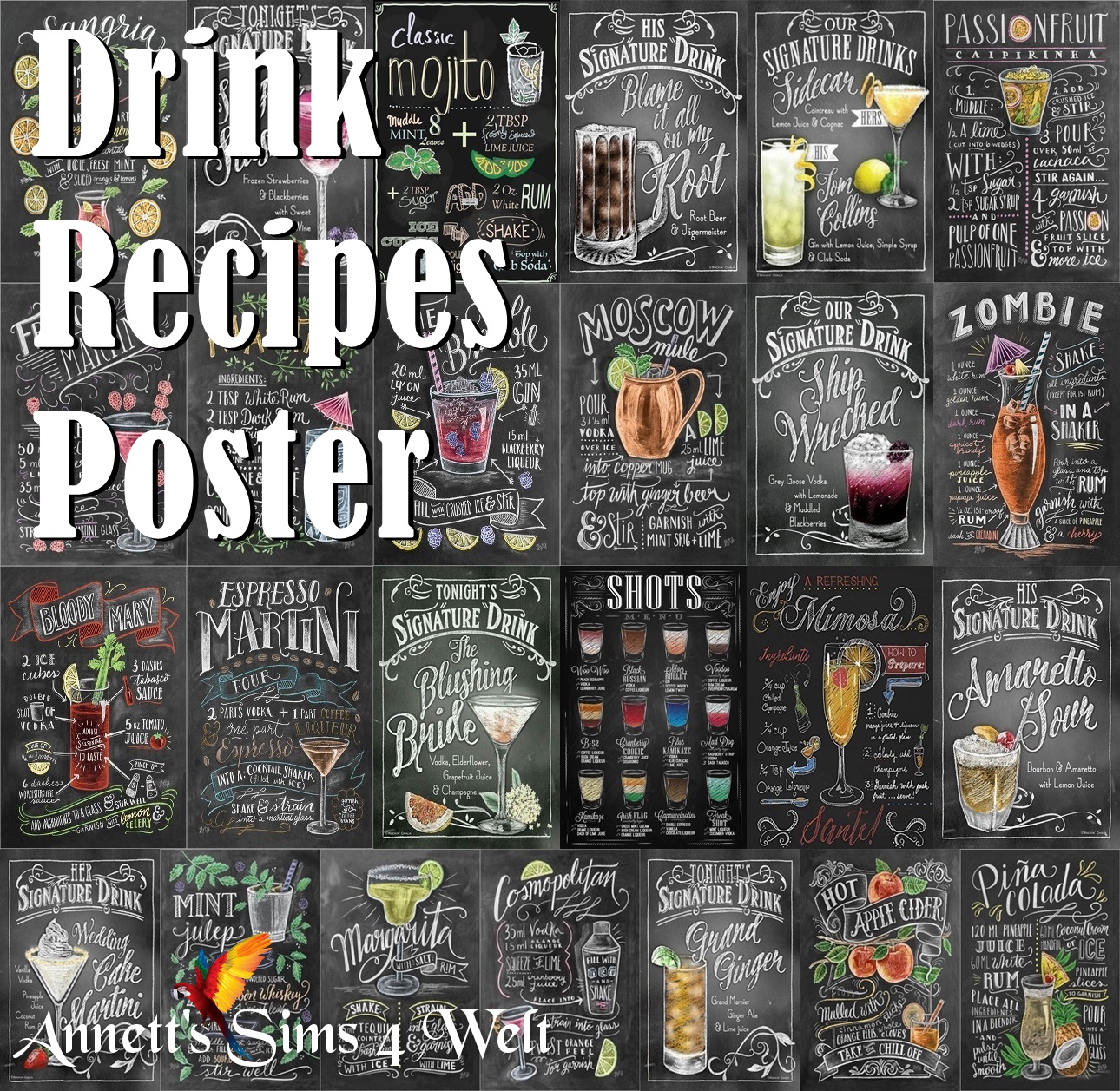 Sims 4 Welt Drink Recipes Poster