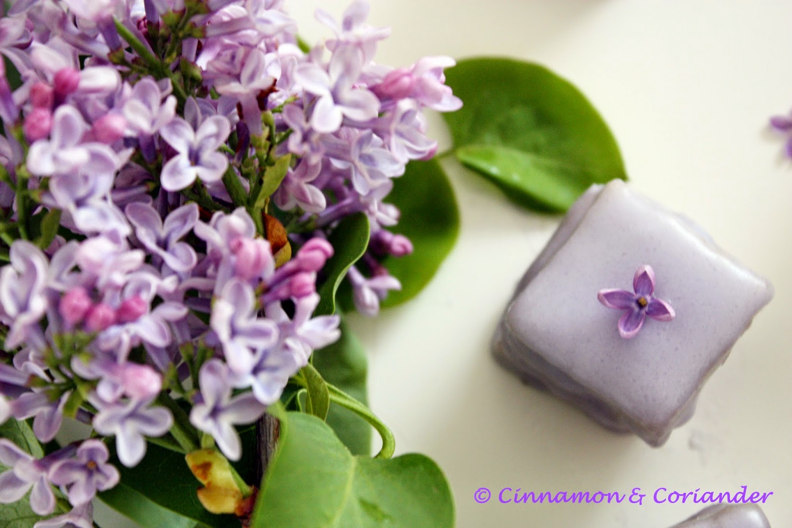 Lilac Petit Fours with Marzipan - Cinnamon&amp;Coriander