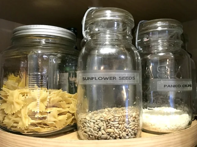 Using mason jars for food organization in the pantry