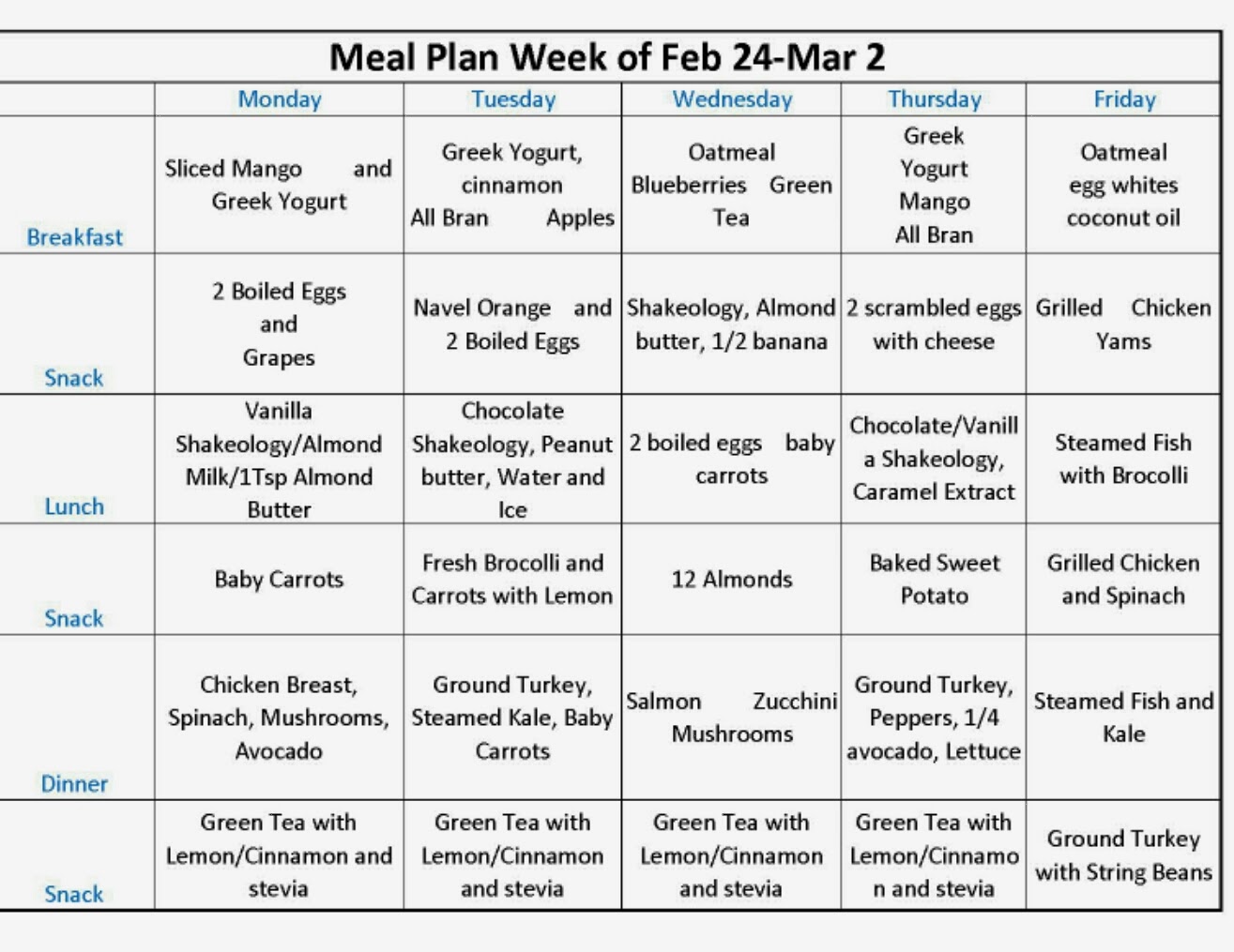 Healthy, Happy and Pretty!!!: Meal Plan Monday!