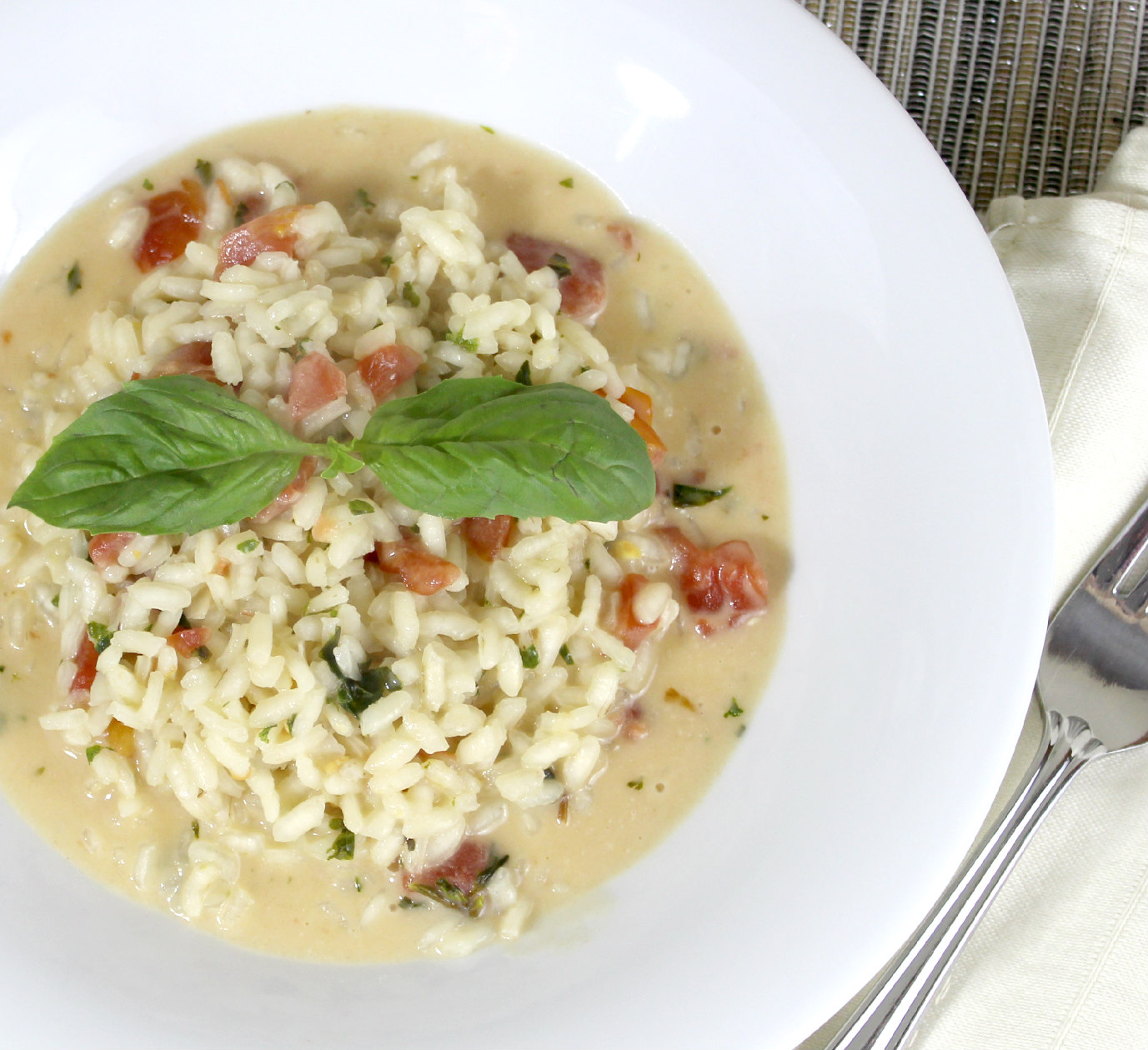 Cheese Curd In Paradise: Creamy Tomato Basil Risotto