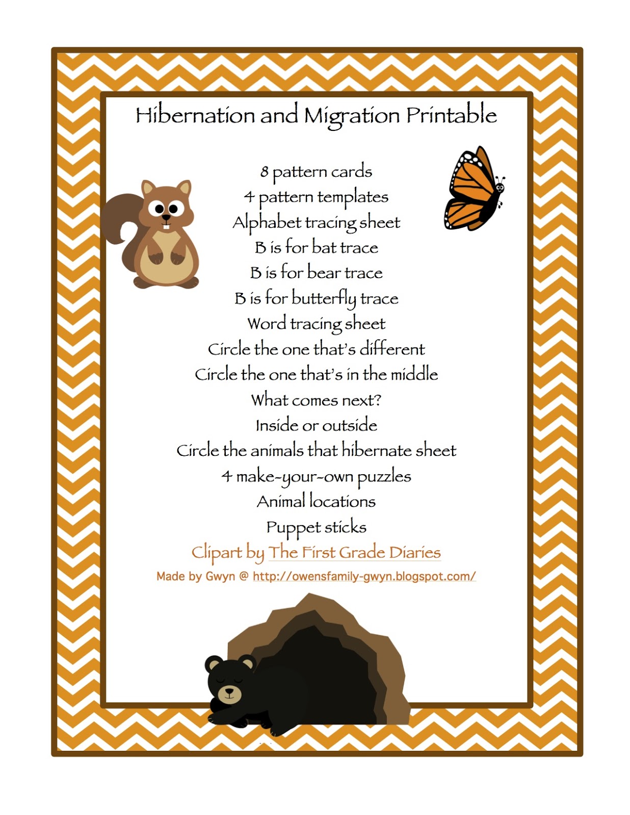 Hibernation & Migration Printable ~ Preschool Printables