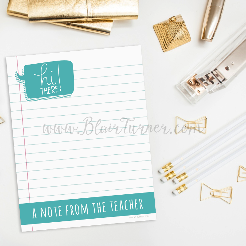 Hi There (A Note from the Teacher) Notepads
