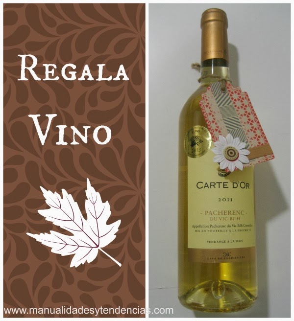Idea regalo Botella de vino con etiqueta scrapbooking
