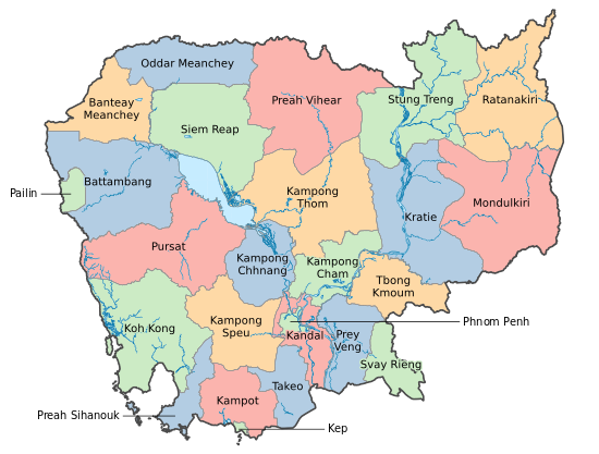 Pembagian wilayah Cambodia (Kamboja)