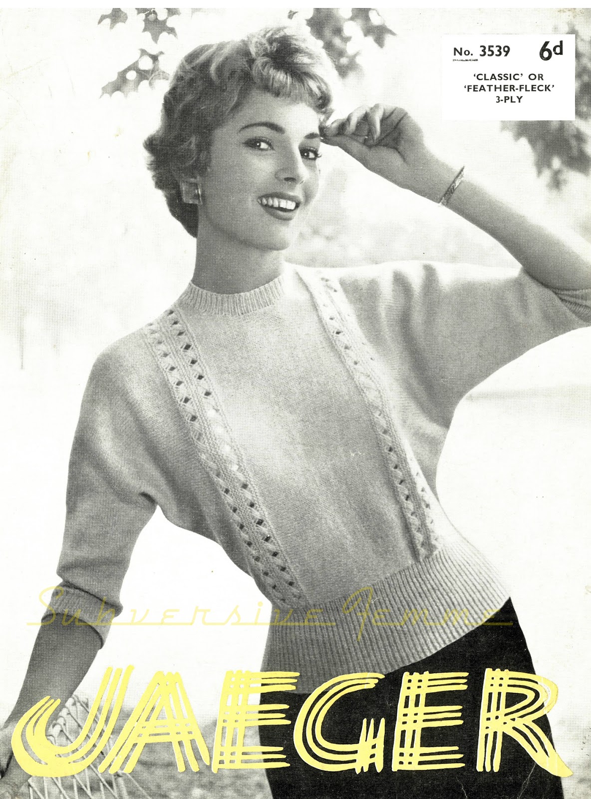 The Vintage Pattern Files 1950s Knitting Dolman Sweater with Openwork