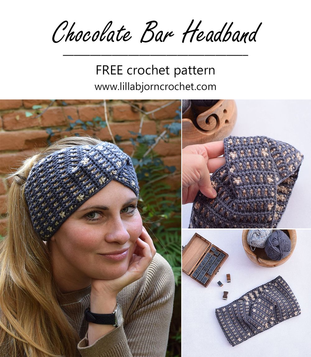 Chocolate Bar Headband_free crochet pattern by www.lillabjorncrochet.com