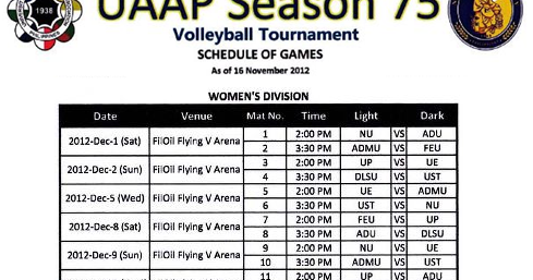 UAAP Season 75 Women's Volleyball Games Schedule | BAZICS.net UAAP Season 75 Women's Volleyball Games Schedule | BAZICS.net